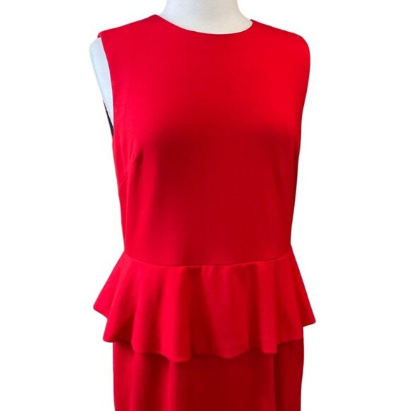 Vince Camuto Red Sleeveless Peplum Dress Exposed Back Zipper Closure Size 14 - Picture 2 of 8